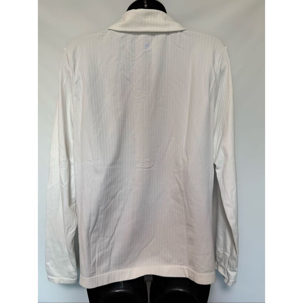 Athleta white ribbed long sleeve black snap top size extra large NWOT - Picture 4 of 11